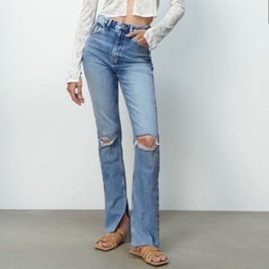 NWT Zara high rise flared slim fit Z1975 jeans slit in Women